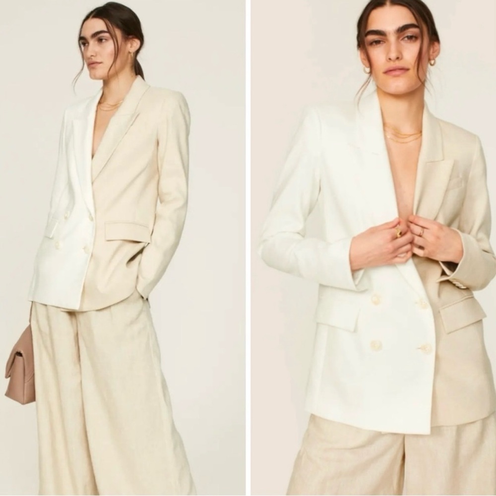 Veronica Beard Braeton Colorblock Dickey Jacket Blazer White Limestone Size 4